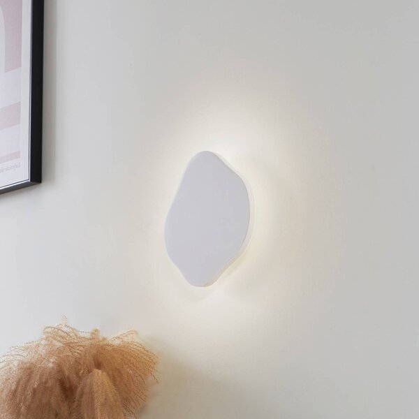 Lindby LED nástěnné světlo Nielson, bílé, sádra, 30 x cm, stmívatelný, Bílá / opál, Obývací pokoj / jídelna, Sádra / hlína, Moderní