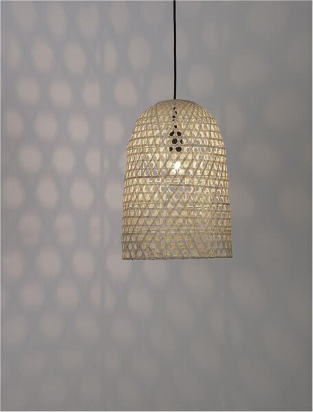 Nova Luce Závěsné svítidlo AURORA přírodní ratan černý kabel E27 1x12W