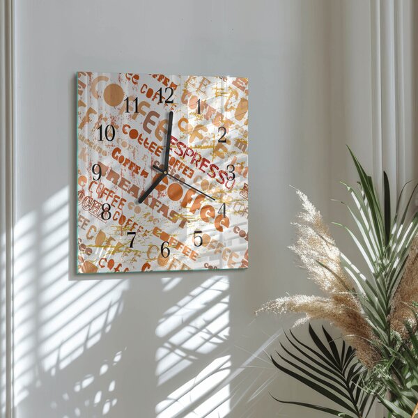 Skleněné hodiny na stěnu Káva zskc-30x30-00181187