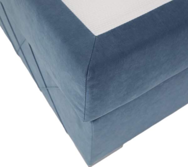 KONDELA Boxspringová postel, jednolůžko, modrá, 90x200, pravá, PAXTON