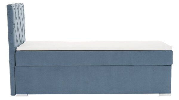 KONDELA Boxspringová postel, jednolůžko, modrá, 90x200, pravá, PAXTON