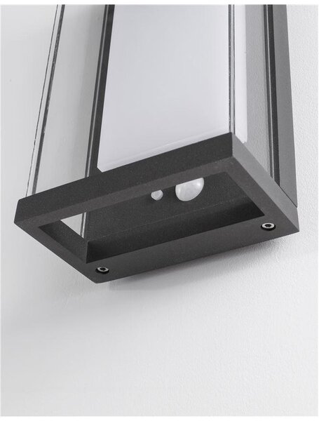 Nova Luce Venkovní nástěnné svítidlo BAY, LED 1.5W 3000K 3.7V, IP65 solární / vypínač na těle / pohybové čidlo
