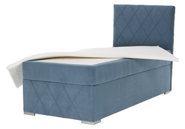 KONDELA Boxspringová postel, jednolůžko, modrá, 90x200, pravá, PAXTON