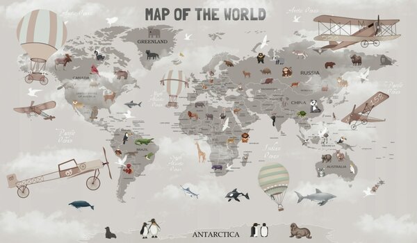 Vulpi Dětská samolepka na zeď Mapa světa 150x90