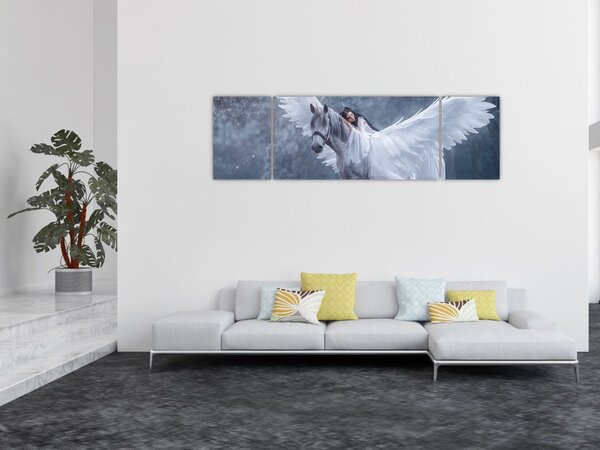 Obraz dívky na jednorožci (170x50 cm)