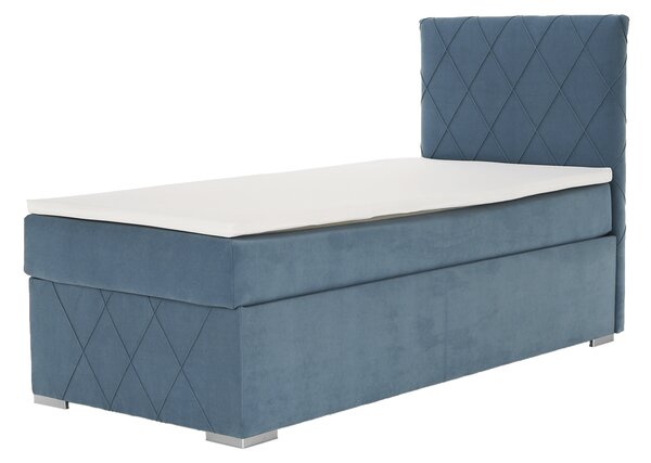 KONDELA Boxspringová postel, jednolůžko, modrá, 90x200, pravá, PAXTON