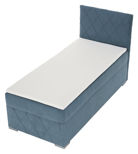 KONDELA Boxspringová postel, jednolůžko, modrá, 90x200, pravá, PAXTON