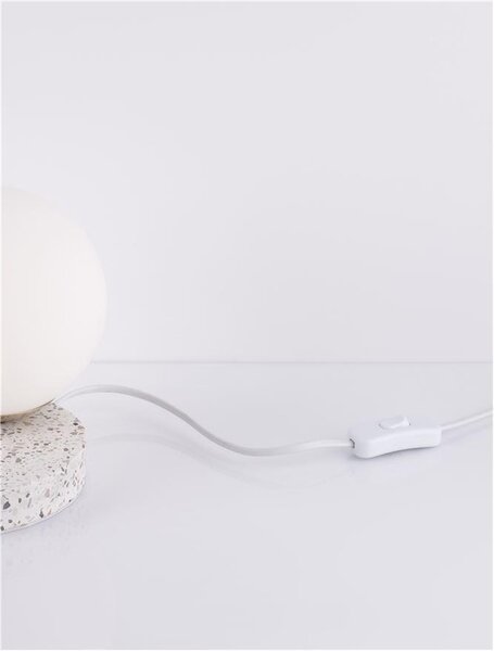 Nova Luce Stolní lampa BESON šedá mramorová základna opálové sklo E14 1x5W