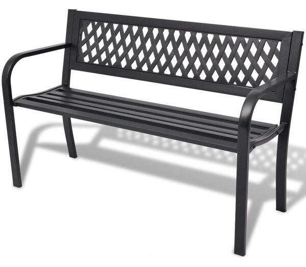 Zahradní lavice - ocelová - černá | 118 cm