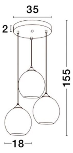 Nova Luce Závěsné svítidlo BLAZE měďené sklo a černý kov E27 3x12W