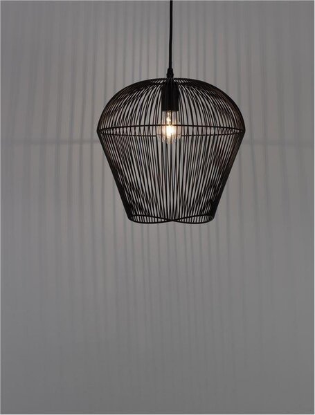 Nova Luce Závěsné svítidlo BREDO černý hliník černý kabel E27 1x12W