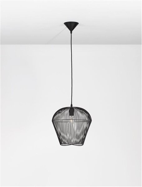 Nova Luce Závěsné svítidlo BREDO černý hliník černý kabel E27 1x12W