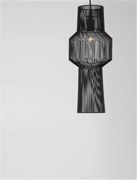 Nova Luce Závěsné svítidlo BREDO černý hliník černý kabel E27 1x12W