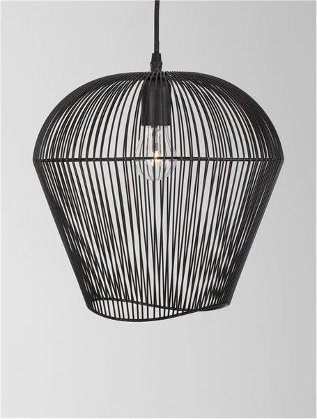 Nova Luce Závěsné svítidlo BREDO černý hliník černý kabel E27 1x12W