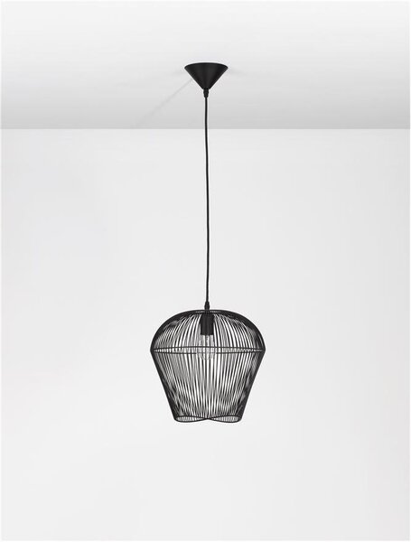 Nova Luce Závěsné svítidlo BREDO černý hliník černý kabel E27 1x12W