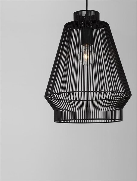 Nova Luce Závěsné svítidlo BREDO černý hliník černý kabel E27 1x12W