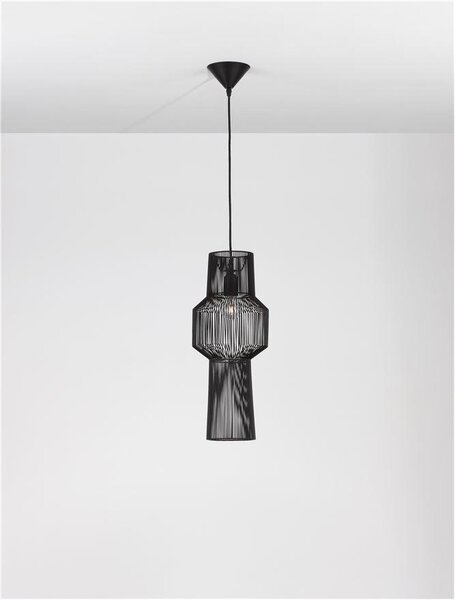 Nova Luce Závěsné svítidlo BREDO černý hliník černý kabel E27 1x12W