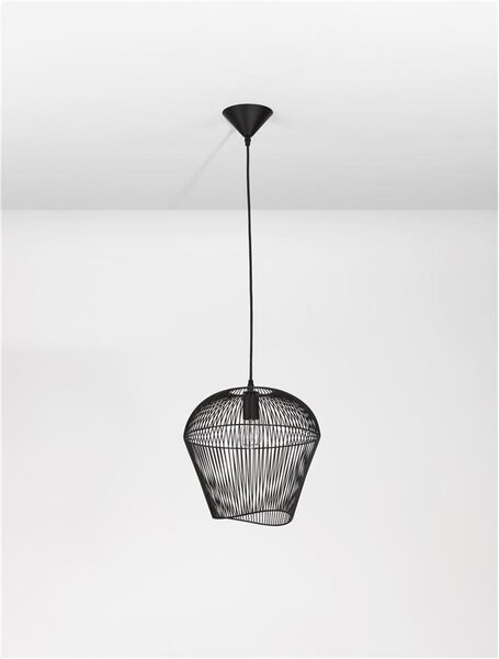 Nova Luce Závěsné svítidlo BREDO černý hliník černý kabel E27 1x12W