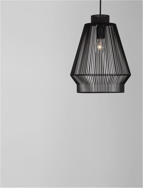 Nova Luce Závěsné svítidlo BREDO černý hliník černý kabel E27 1x12W
