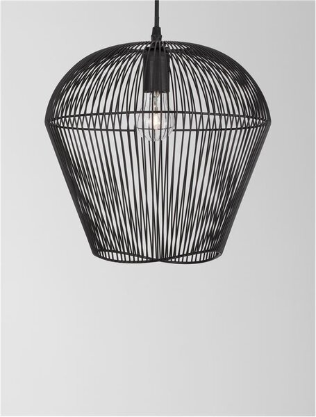 Nova Luce Závěsné svítidlo BREDO černý hliník černý kabel E27 1x12W