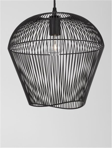 Nova Luce Závěsné svítidlo BREDO černý hliník černý kabel E27 1x12W