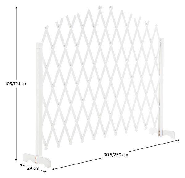 KONDELA Mřížková zástěna, bílá/dřevo, 250 cm, KEJLY