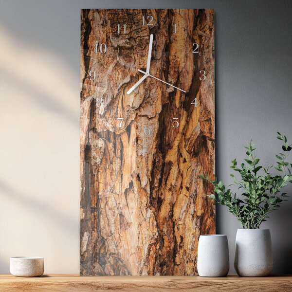 Skleněné hodiny vertikální Kůra stromu zsppb-30x60-00084370