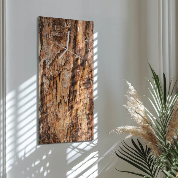 Skleněné hodiny vertikální Kůra stromu zsppb-30x60-00084370