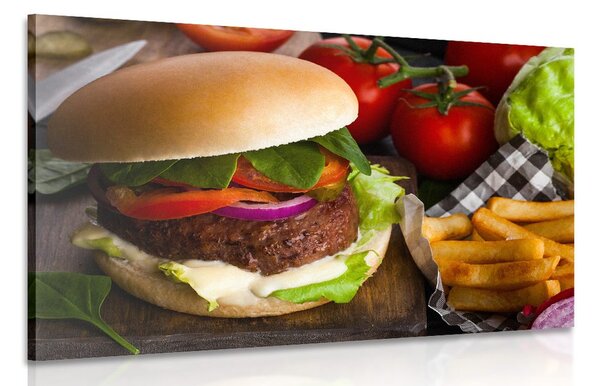 Obraz hamburger s hranolky