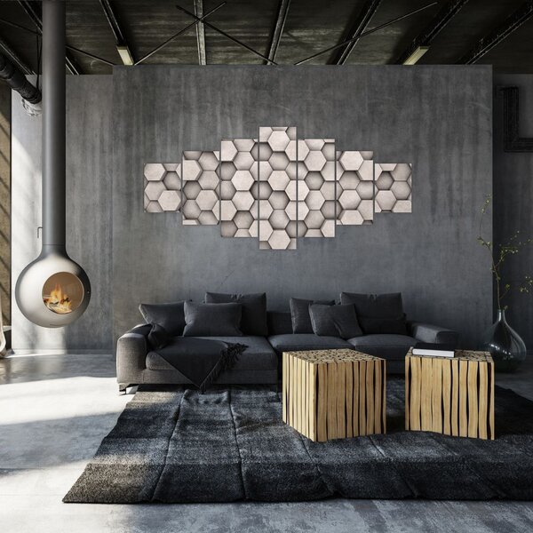 Obraz - Hexagony v betonovém designu (210x100 cm)