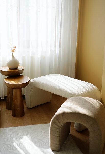 Hanah Home Taburet NU BENCH Teddy bílý