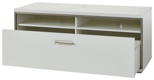 KOMODA POD TELEVIZI, šedá, barvy stříbra, bílá, vysoce lesklá bílá, 124/51/52 cm Livetastic - Online Only obývací stěny, Online Only