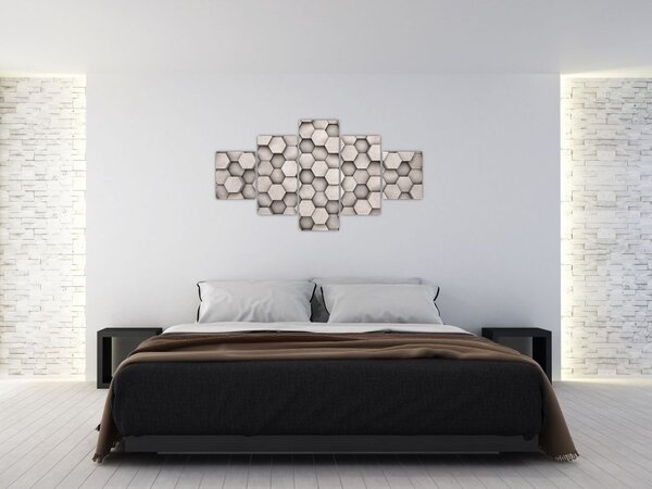 Obraz - Hexagony v betonovém designu (125x70 cm)
