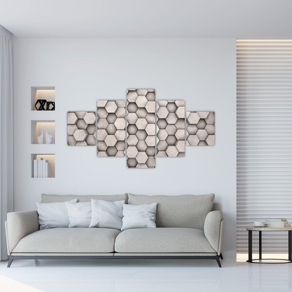 Obraz - Hexagony v betonovém designu (125x70 cm)