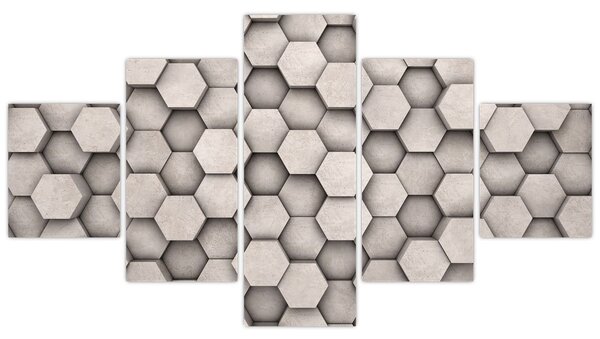 Obraz - Hexagony v betonovém designu (125x70 cm)