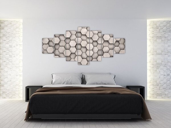 Obraz - Hexagony v betonovém designu (210x100 cm)