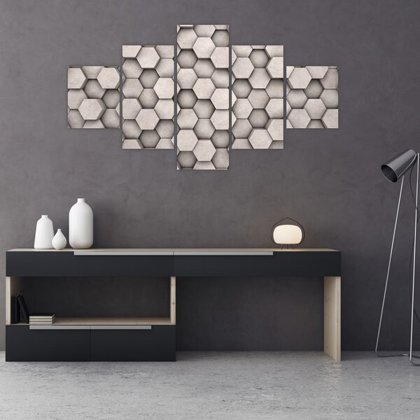 Obraz - Hexagony v betonovém designu (125x70 cm)