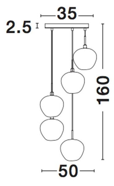 Nova Luce Závěsné svítidlo CEDRO kouřové sklo Bronz a černý kov E27 5x12W