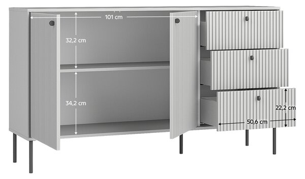 KONDELA Komoda, 2D3S, šedá, ARIS