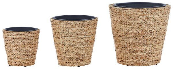 Sada 3 květináčů PLAKA Vodní hyacint 29/37/49 cm Přírodní