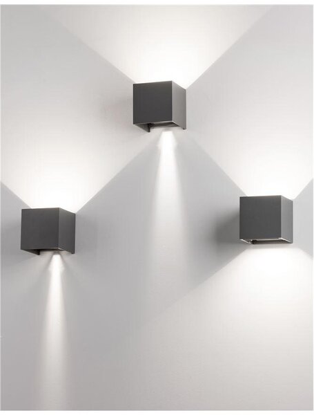 Nova Luce Venkovní nástěnné svítidlo COMO tmavě šedý hliník LED 2x3W 3000K 3000K nastavitelný úhel 0-90st. IP54