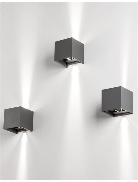 Nova Luce Venkovní nástěnné svítidlo COMO tmavě šedý hliník LED 2x3W 3000K 3000K nastavitelný úhel 0-90st. IP54
