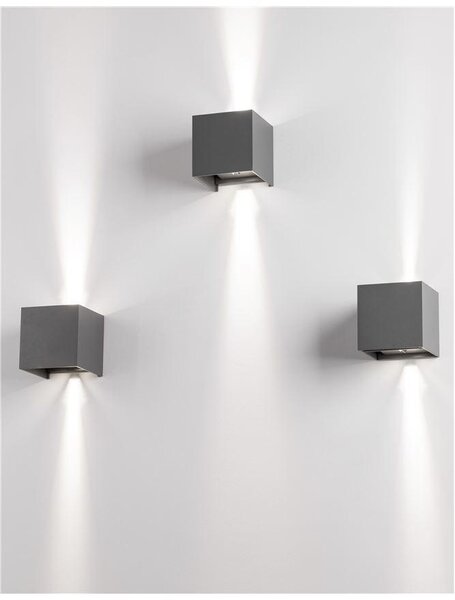 Nova Luce Venkovní nástěnné svítidlo COMO tmavě šedý hliník LED 2x3W 3000K 3000K nastavitelný úhel 0-90st. IP54