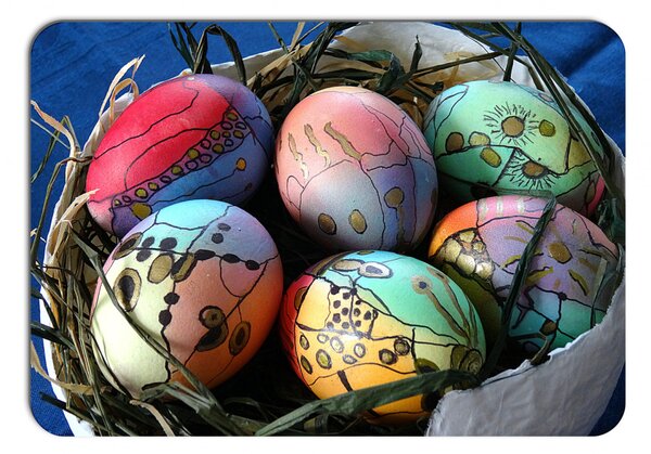 Velikonoční prostírání 043, malovaná vajíčka