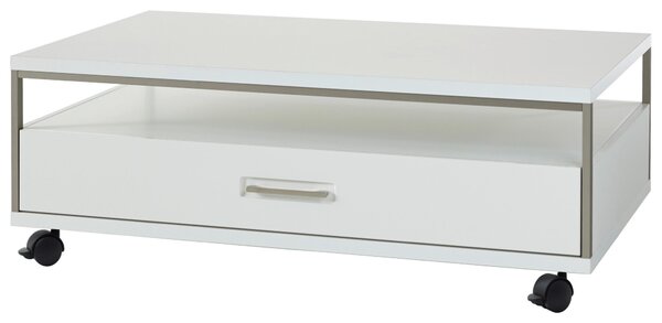 KONFERENČNÍ STOLEK, barvy stříbra, bílá, kov, kompozitní dřevo, 115/70/40 cm Livetastic - Konferenční stolky, Online Only