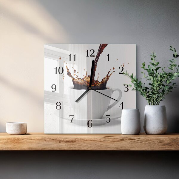 Skleněné hodiny na stěnu Káva zskc-30x30-00179185