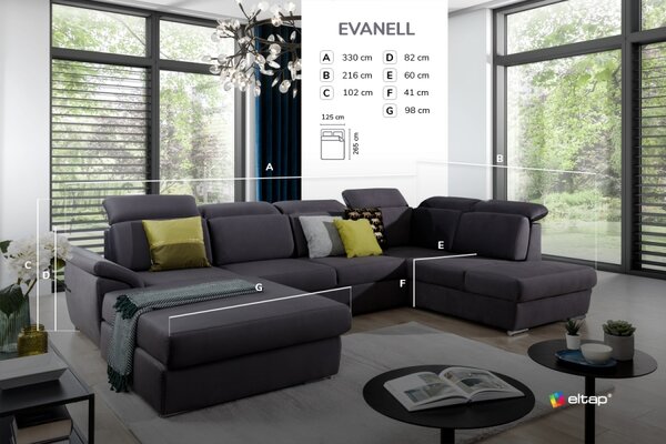 Eltap sedací souprava EVANELL, rozkládací, rohová potahový materiál: basic, roh: levý