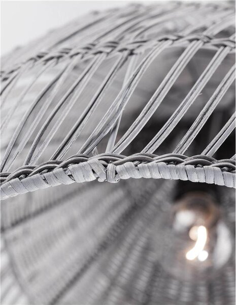 Nova Luce Závěsné svítidlo DESTIN železo a ratan, šedá barva E27 1x12W
