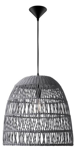 Nova Luce Závěsné svítidlo DESTIN železo a ratan, šedá barva E27 1x12W