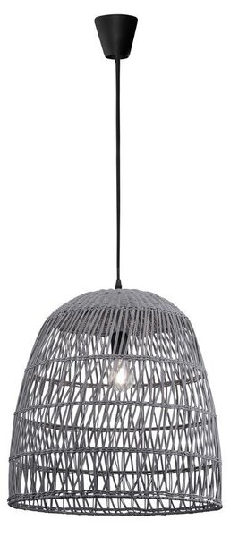 Nova Luce Závěsné svítidlo DESTIN železo a ratan, šedá barva E27 1x12W